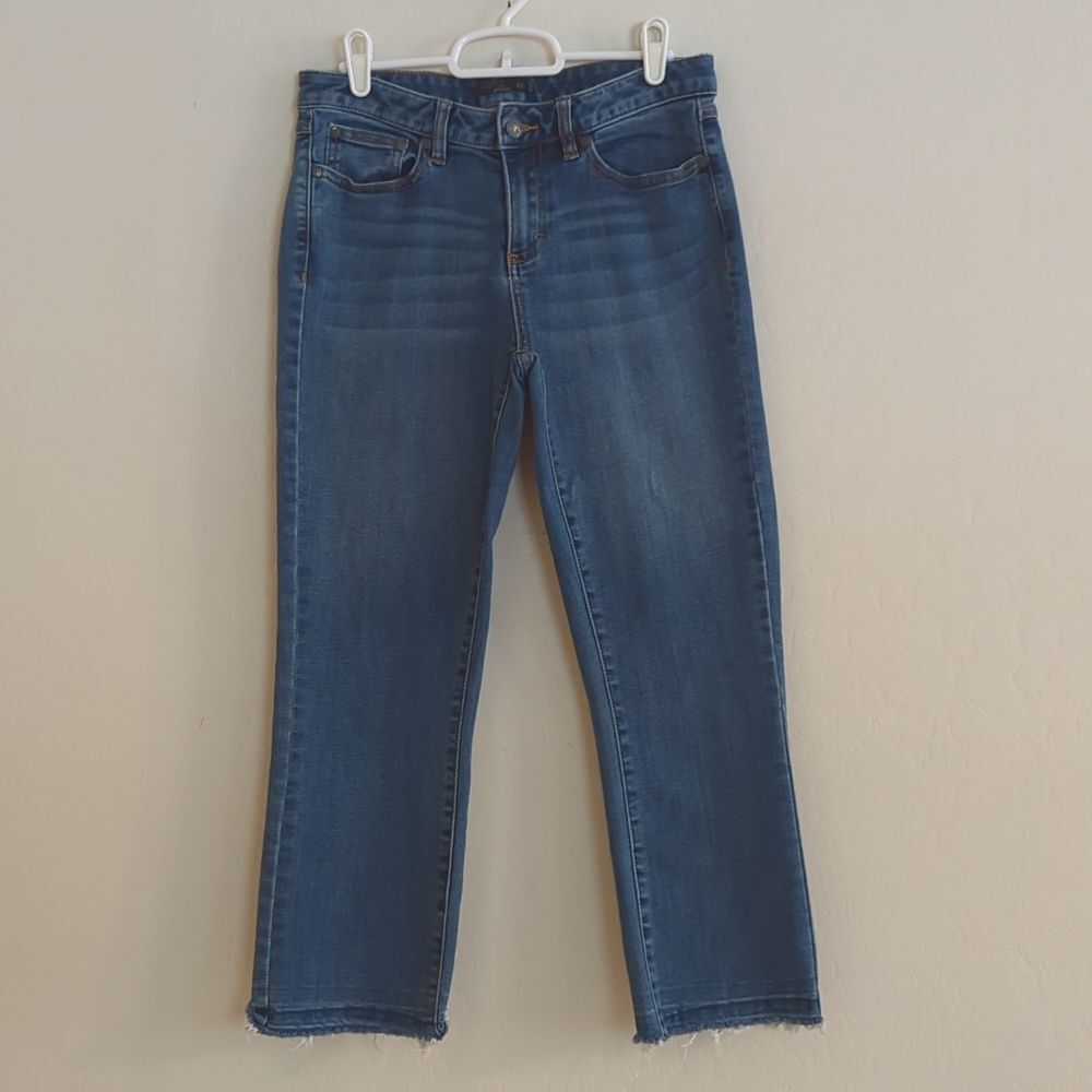Prana Crop Capri Jeans Organic Cotton Blend Cia Raw Hem Denim - Size 6/28